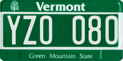 VT license plate YZO080