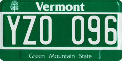 VT license plate YZO096