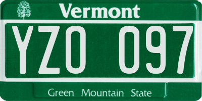 VT license plate YZO097