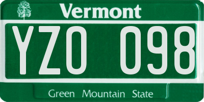 VT license plate YZO098