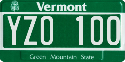 VT license plate YZO100