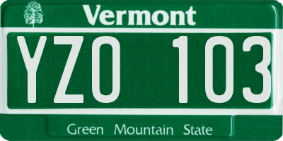 VT license plate YZO103