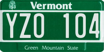 VT license plate YZO104