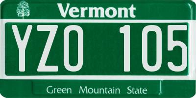 VT license plate YZO105