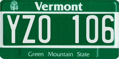 VT license plate YZO106