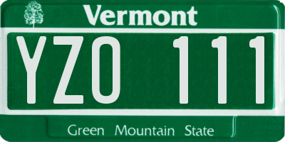 VT license plate YZO111