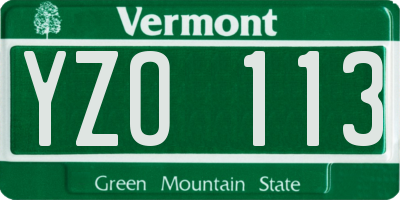VT license plate YZO113