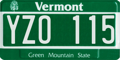 VT license plate YZO115