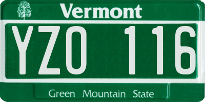 VT license plate YZO116