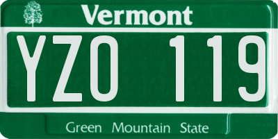 VT license plate YZO119