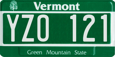 VT license plate YZO121
