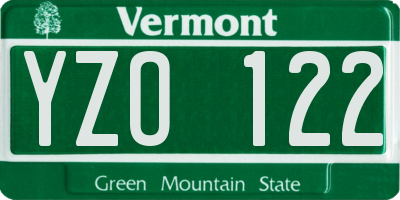 VT license plate YZO122