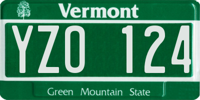 VT license plate YZO124