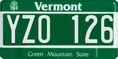 VT license plate YZO126
