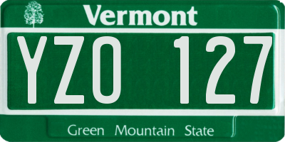 VT license plate YZO127