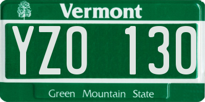 VT license plate YZO130