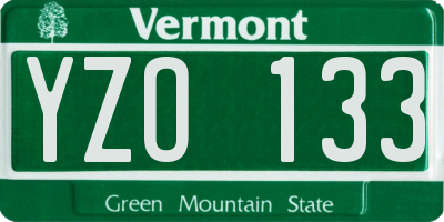 VT license plate YZO133