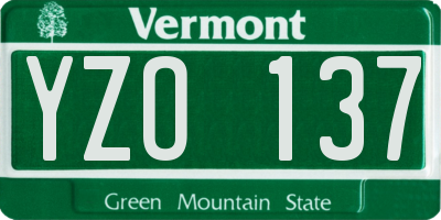 VT license plate YZO137
