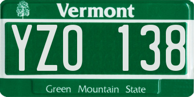VT license plate YZO138