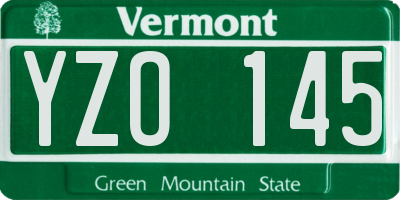 VT license plate YZO145