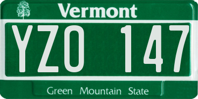 VT license plate YZO147