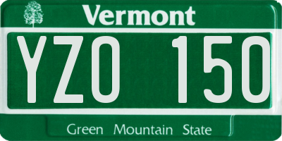 VT license plate YZO150