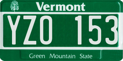 VT license plate YZO153