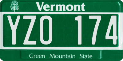 VT license plate YZO174