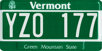 VT license plate YZO177