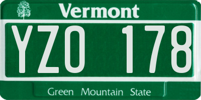 VT license plate YZO178