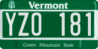 VT license plate YZO181