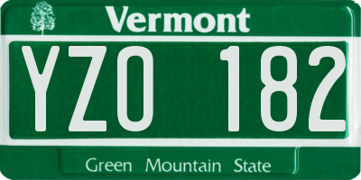 VT license plate YZO182