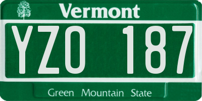VT license plate YZO187