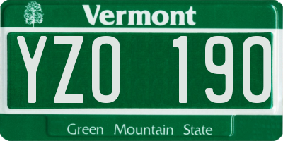 VT license plate YZO190