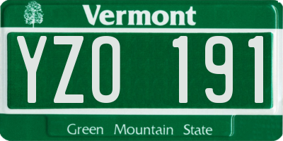 VT license plate YZO191