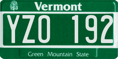 VT license plate YZO192