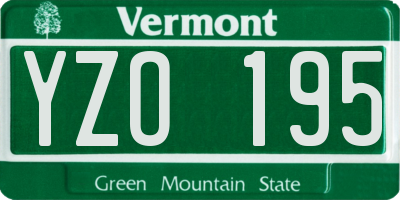 VT license plate YZO195