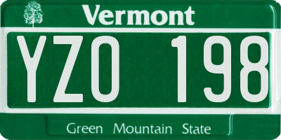 VT license plate YZO198