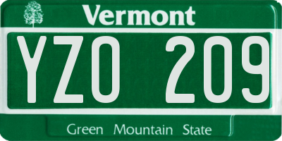VT license plate YZO209