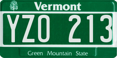 VT license plate YZO213