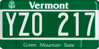 VT license plate YZO217