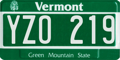 VT license plate YZO219