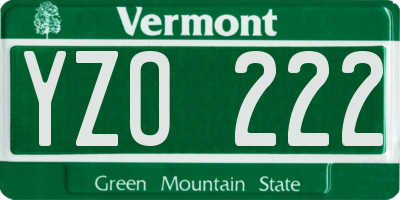 VT license plate YZO222