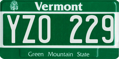 VT license plate YZO229