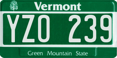 VT license plate YZO239