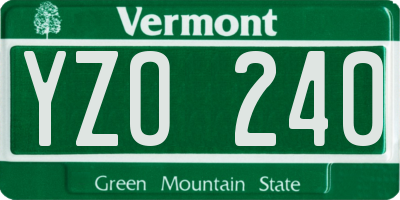 VT license plate YZO240