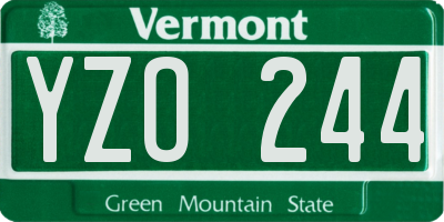 VT license plate YZO244