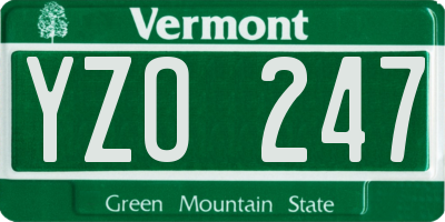 VT license plate YZO247