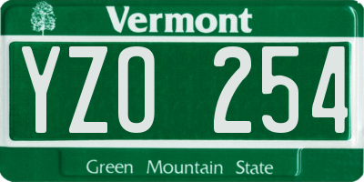 VT license plate YZO254