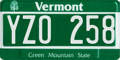 VT license plate YZO258